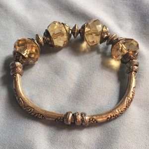 Silver bracelet w/yellow beads